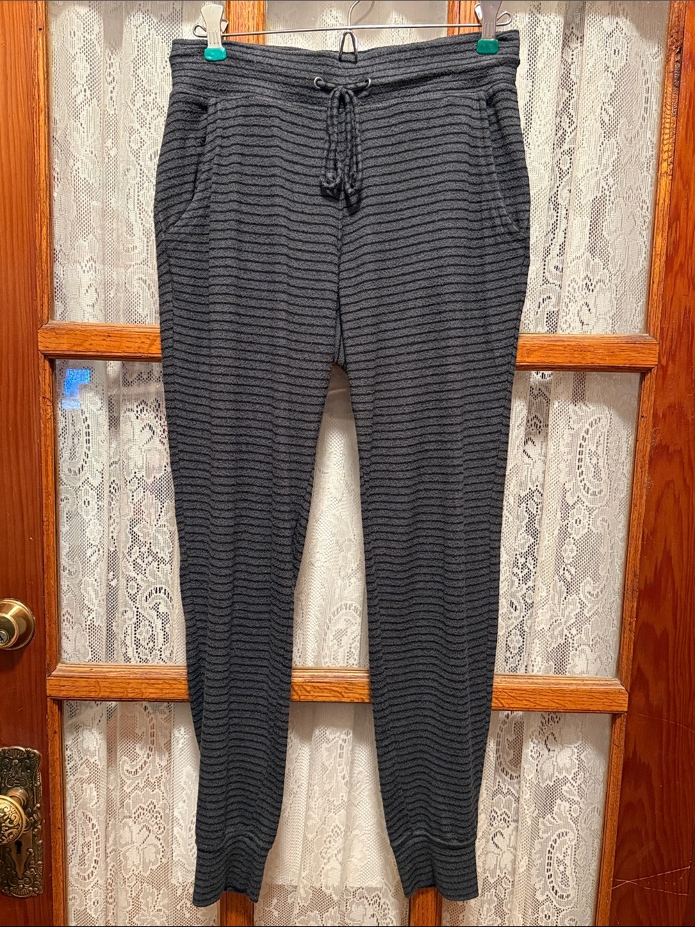 Old Navy Women's Charcoal Striped Knit Jogger Pants